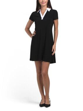 MSK Contrast Collar Easy Mini Sport Dress